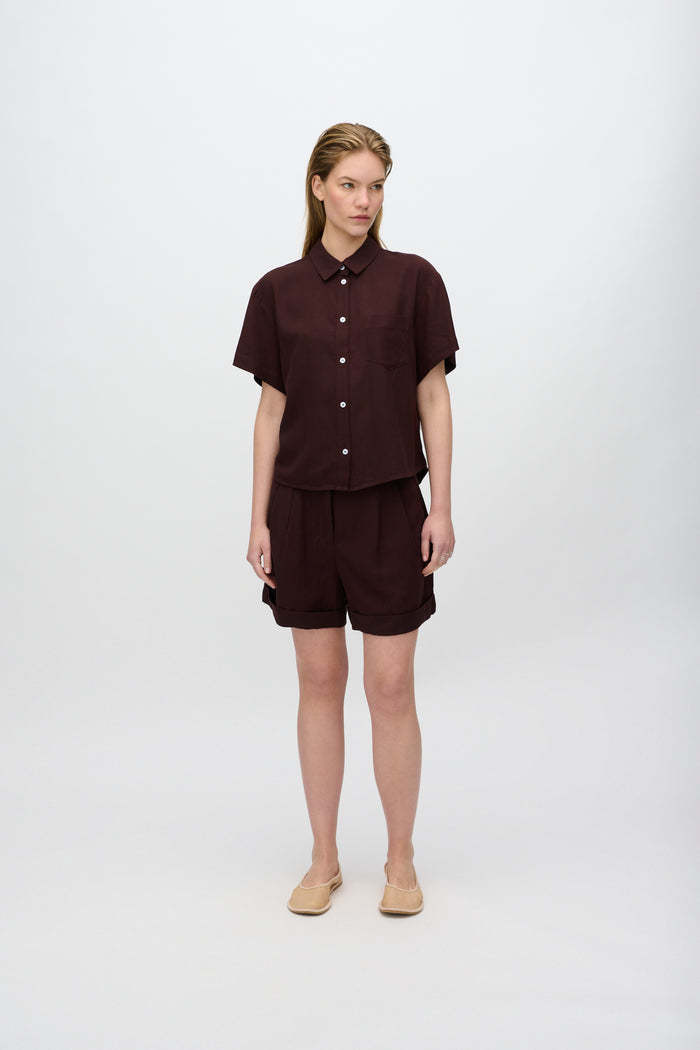 Minimum Minimum, Sage SS Shirt, french roast, (38) M
