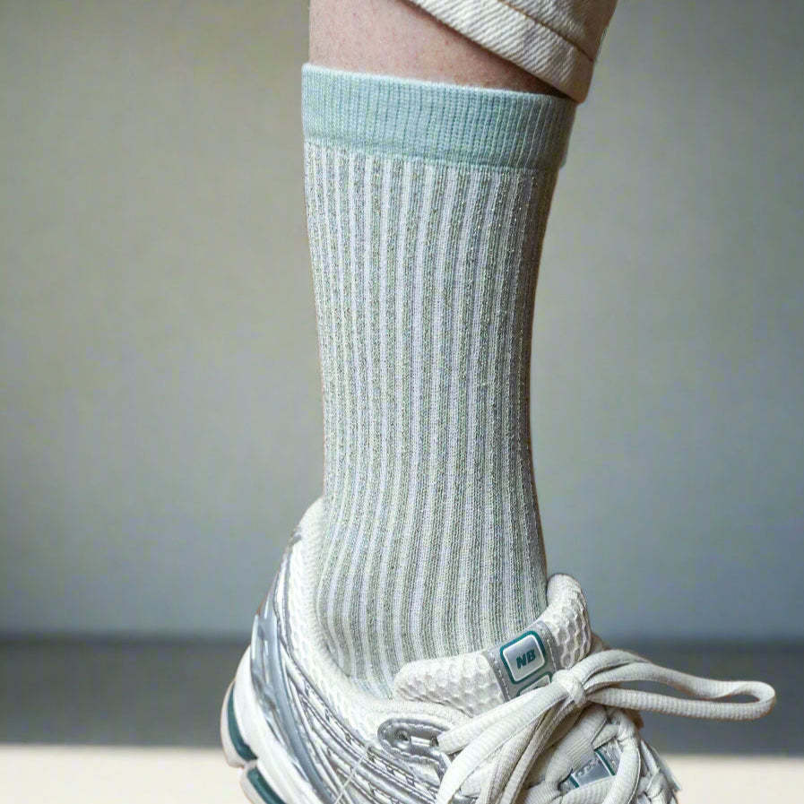 KLUE KLUE, Glitter Lurex Socks, stripes grey mist, 36-40