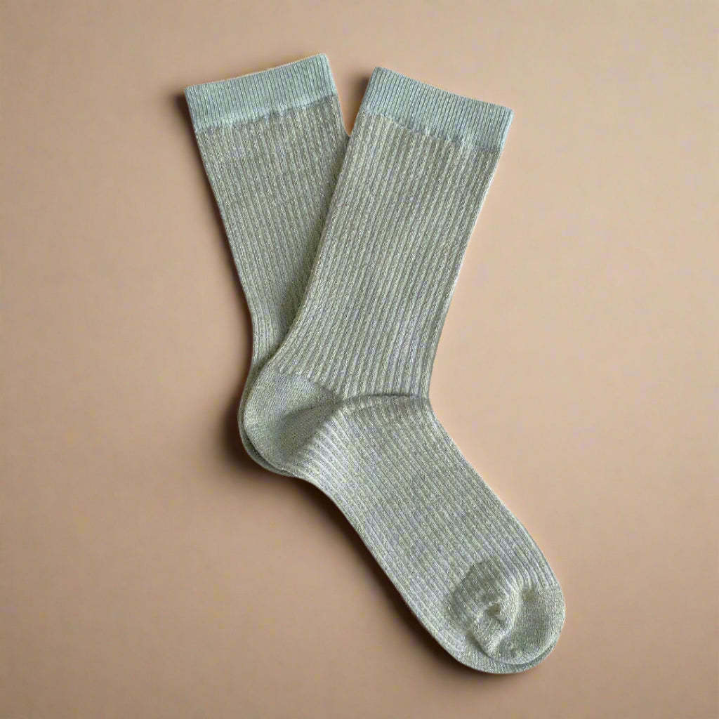KLUE KLUE, Glitter Lurex Socks, stripes grey mist, 36-40