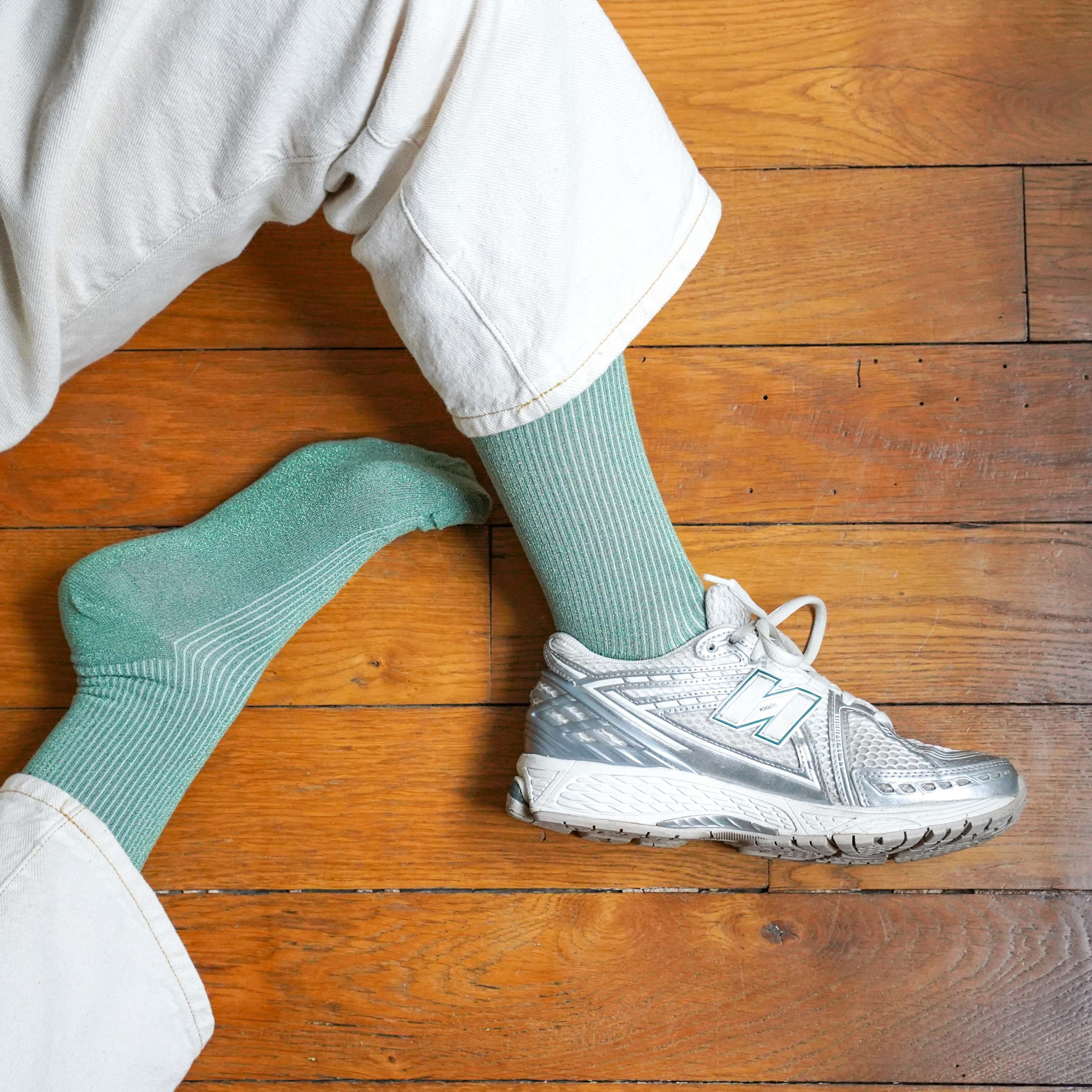 KLUE KLUE, Glitter Lurex Socks, mint green, 36-40