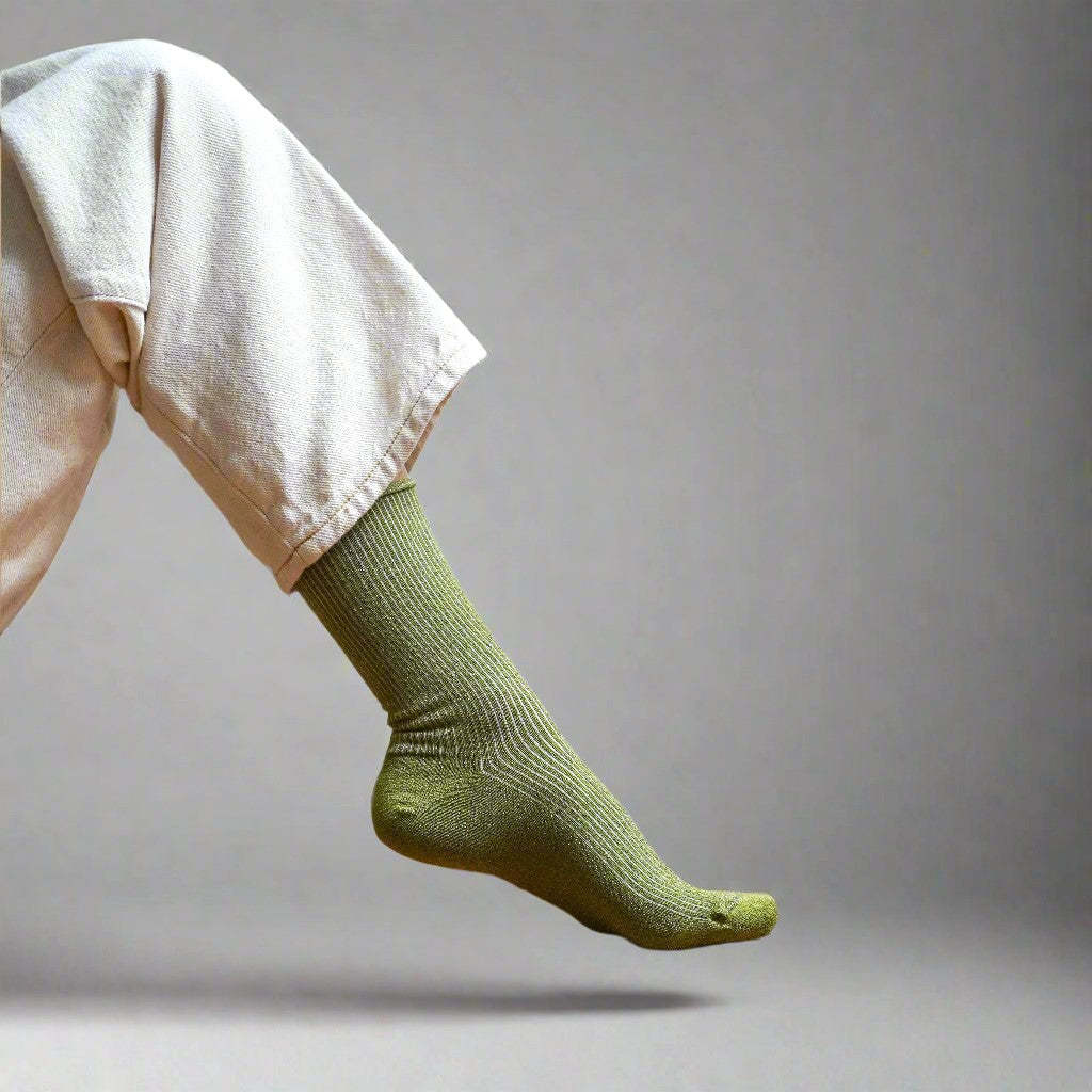 KLUE KLUE, Glitter Lurex Socks, olive green, 36-40