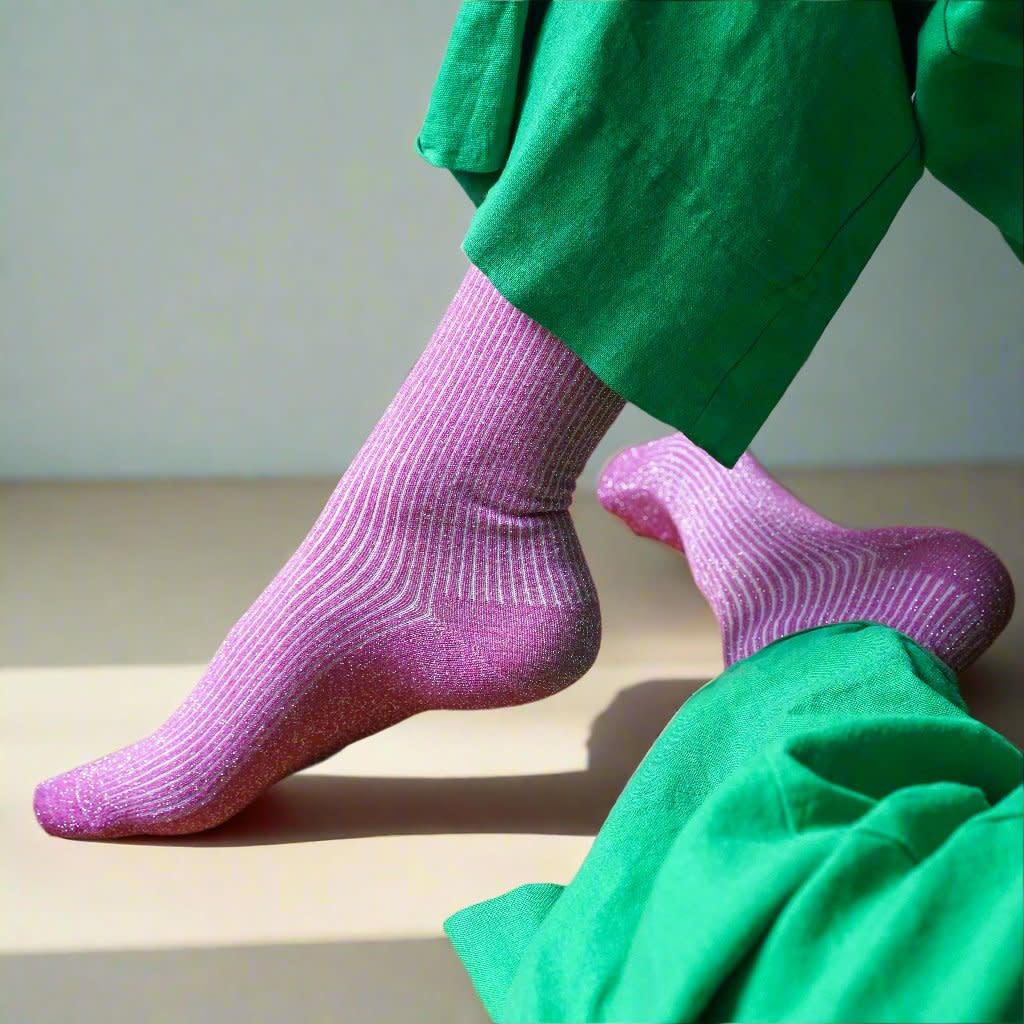 KLUE KLUE, Glitter Lurex Socks, fuchsia, 36-40