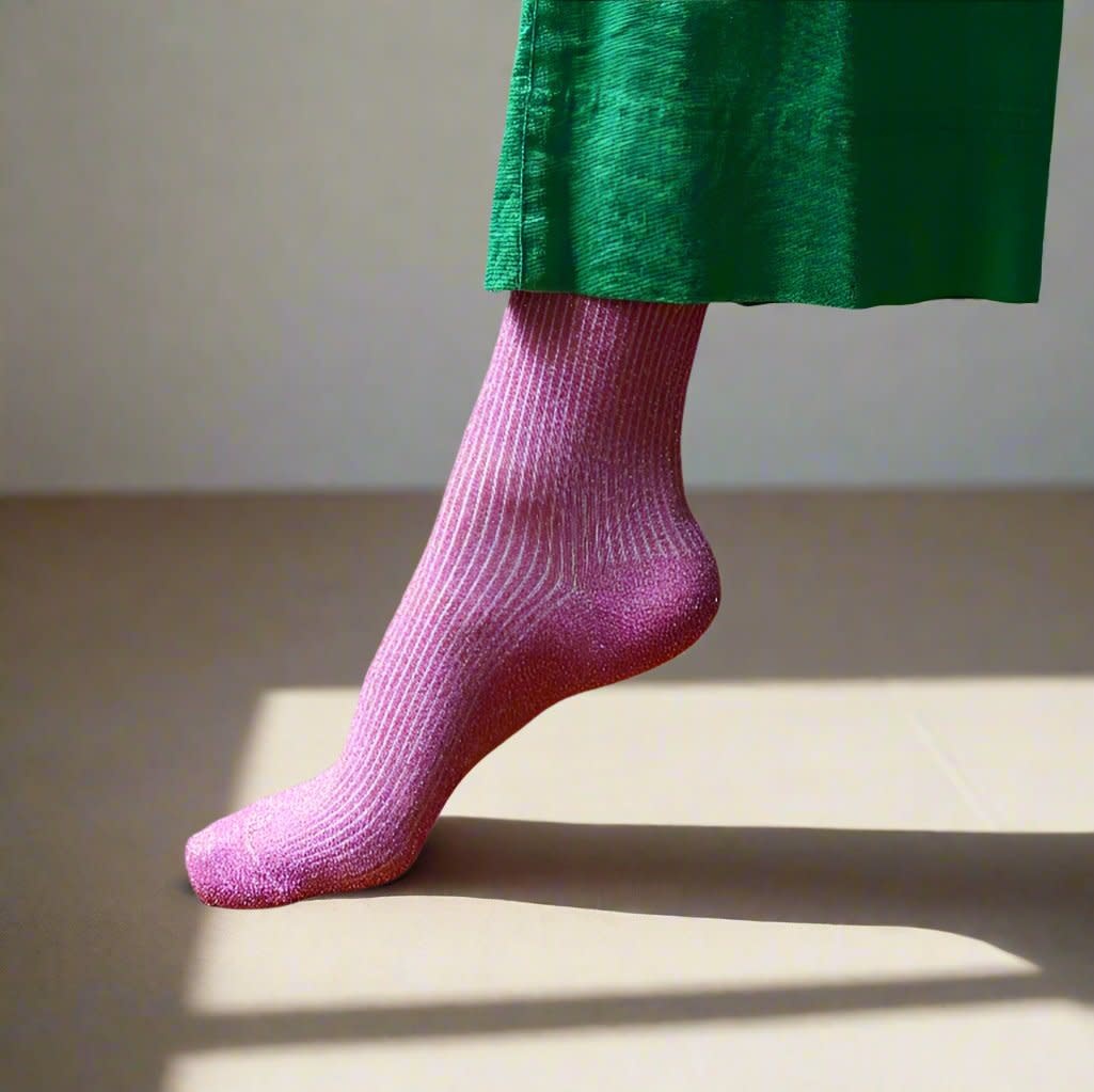 KLUE KLUE, Glitter Lurex Socks, fuchsia, 36-40