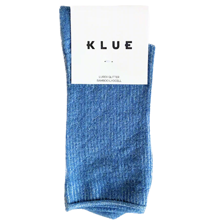 KLUE KLUE, Glitter Lurex Socks, mineral blue, 36-40