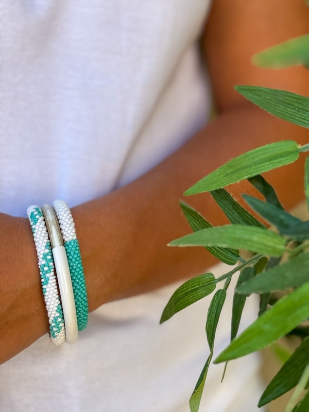 Maison Kizo Maison Kizo, Bracelet Népalais, blanc/turquoise