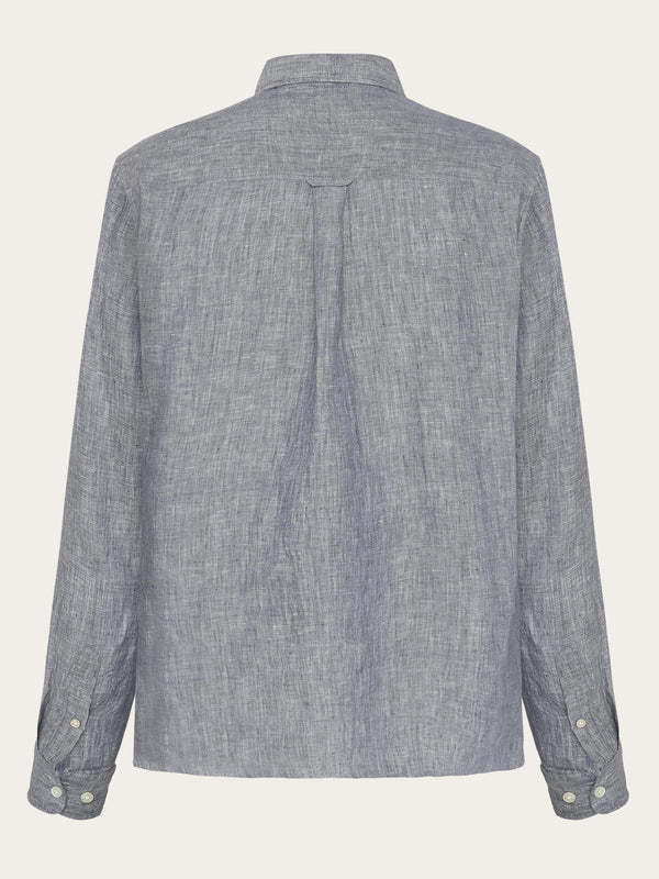 KnowledgeCotton Apparel KnowledgeCotton, Regular Linen Shirt, vintage indigo, XL