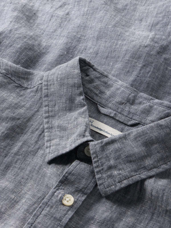 KnowledgeCotton Apparel KnowledgeCotton, Regular Linen Shirt, vintage indigo, XL