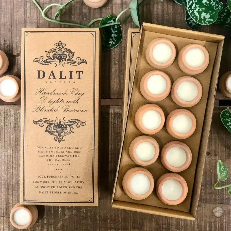 Dalit Goods, Bienenwachskerze, rahul unscented, 10 stk.