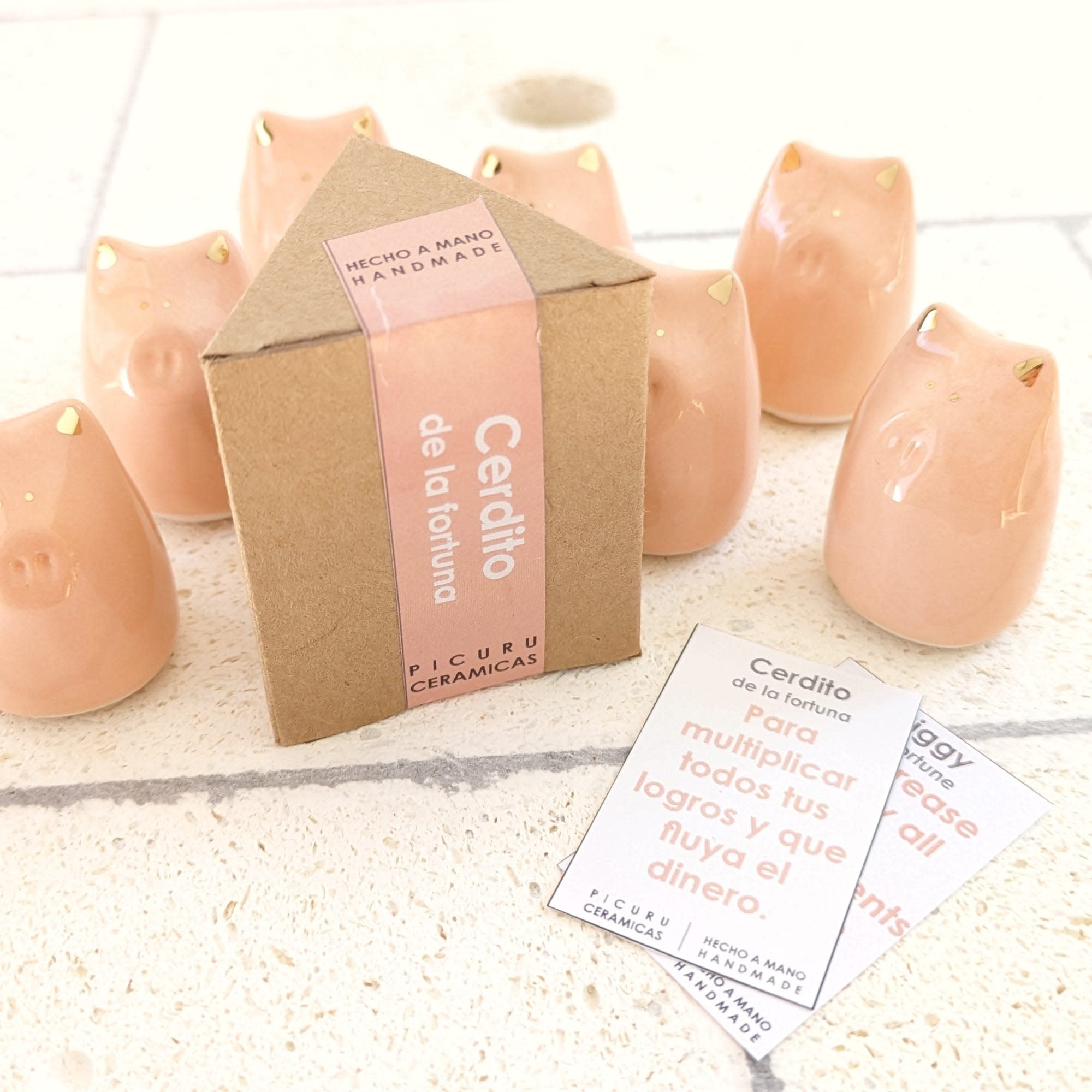 Picuru ceramicas Picuru Ceramicas, Amulett Schweinchen, pink/gold