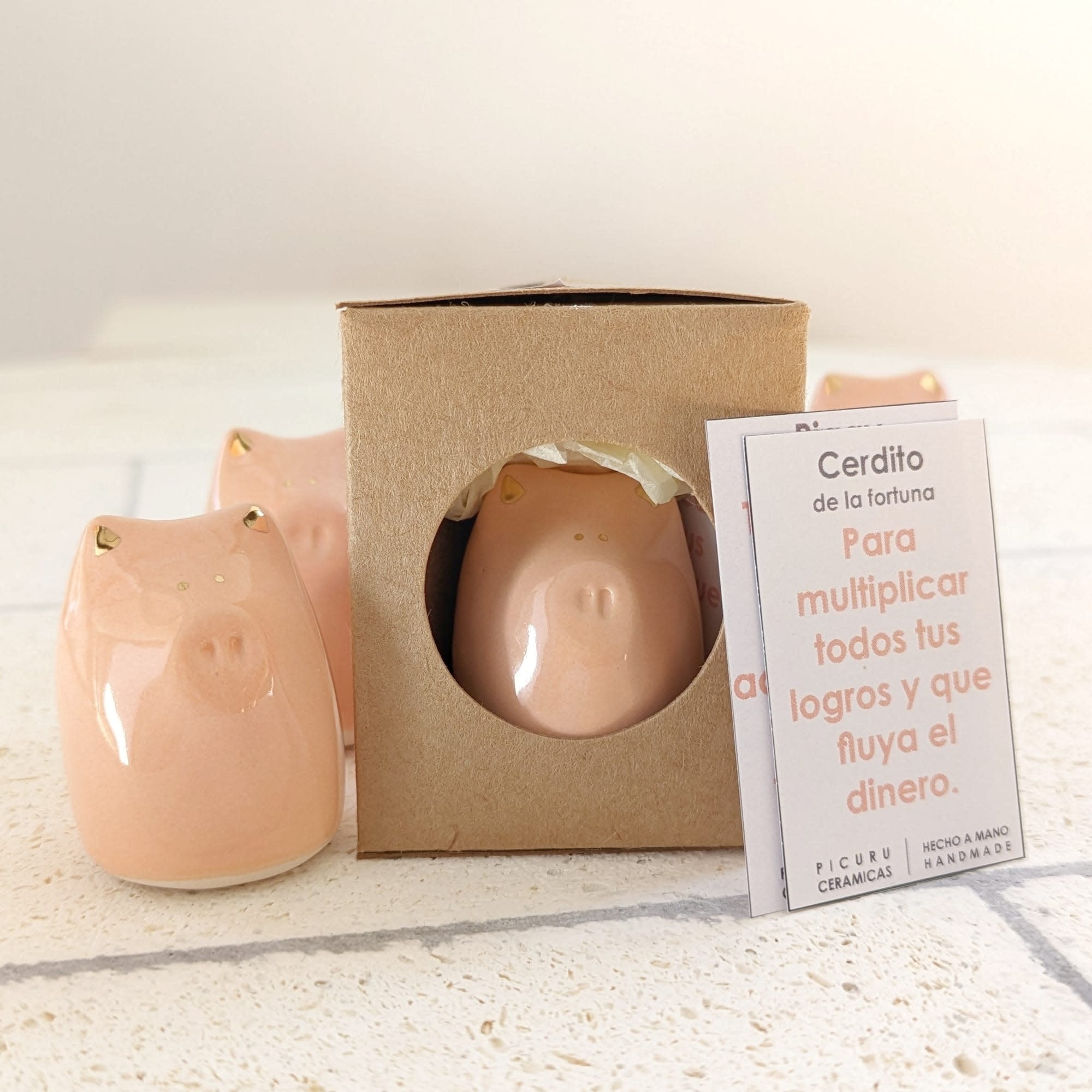 Picuru ceramicas Picuru Ceramicas, Amulett Schweinchen, pink/gold