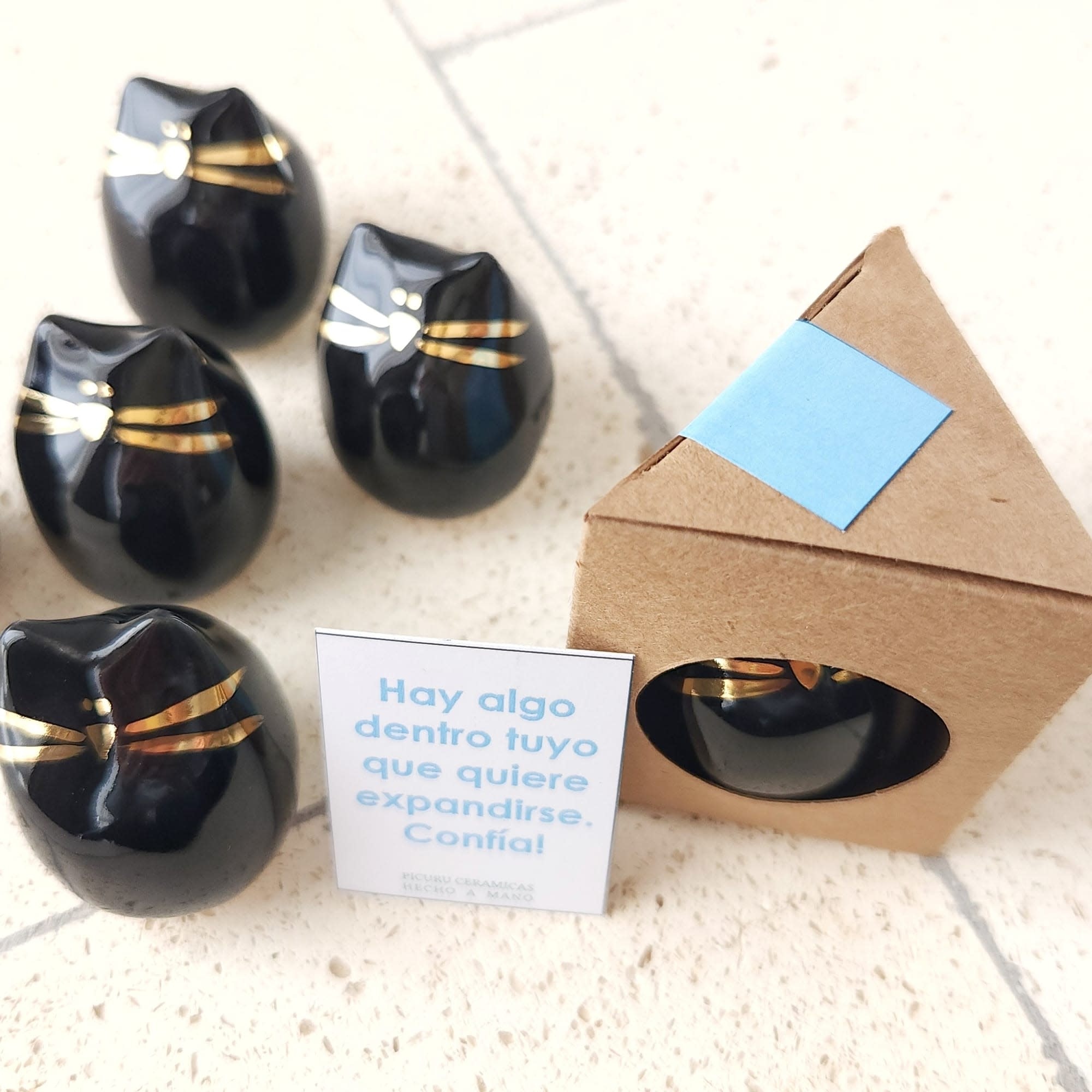 Picuru ceramicas Picuru Ceramicas, Amulett Kätzchen, schwarz/gold