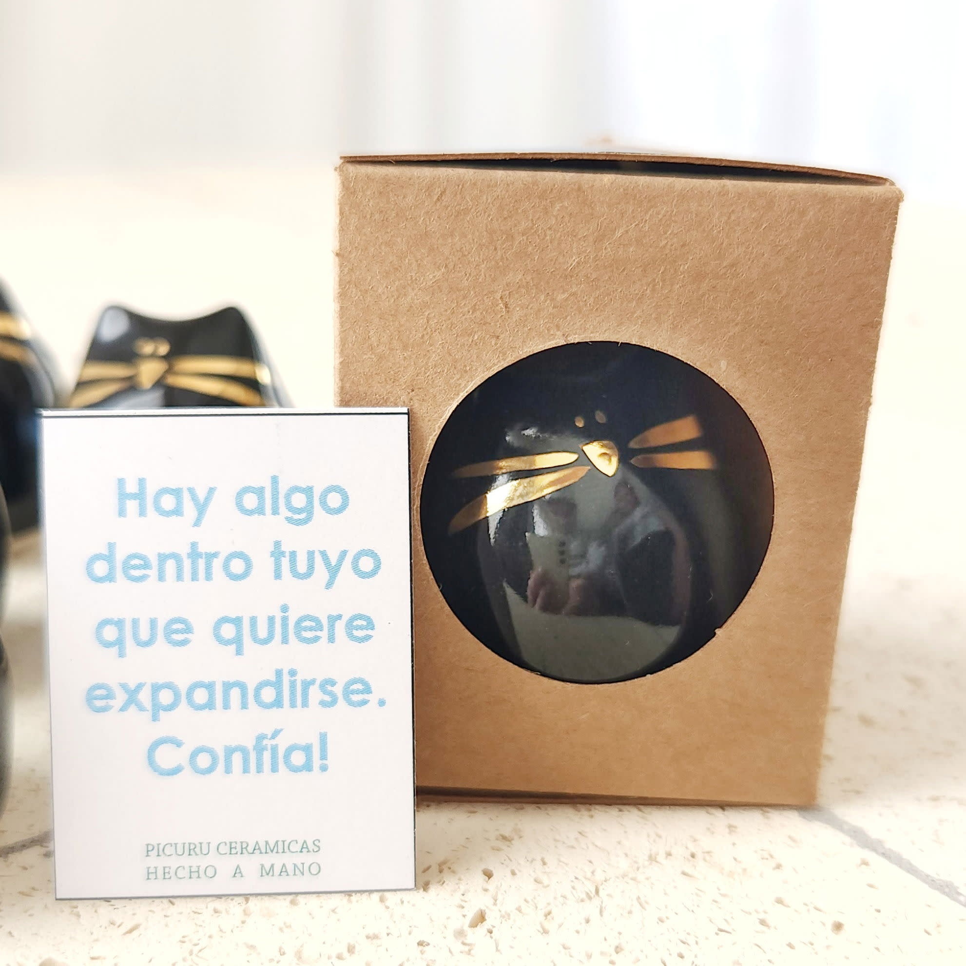 Picuru ceramicas Picuru Ceramicas, Amulett Kätzchen, schwarz/gold