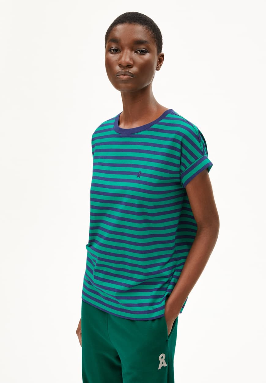 Armedangels Armedangels, Idaara Stripes, emerald green-blue noon, XS
