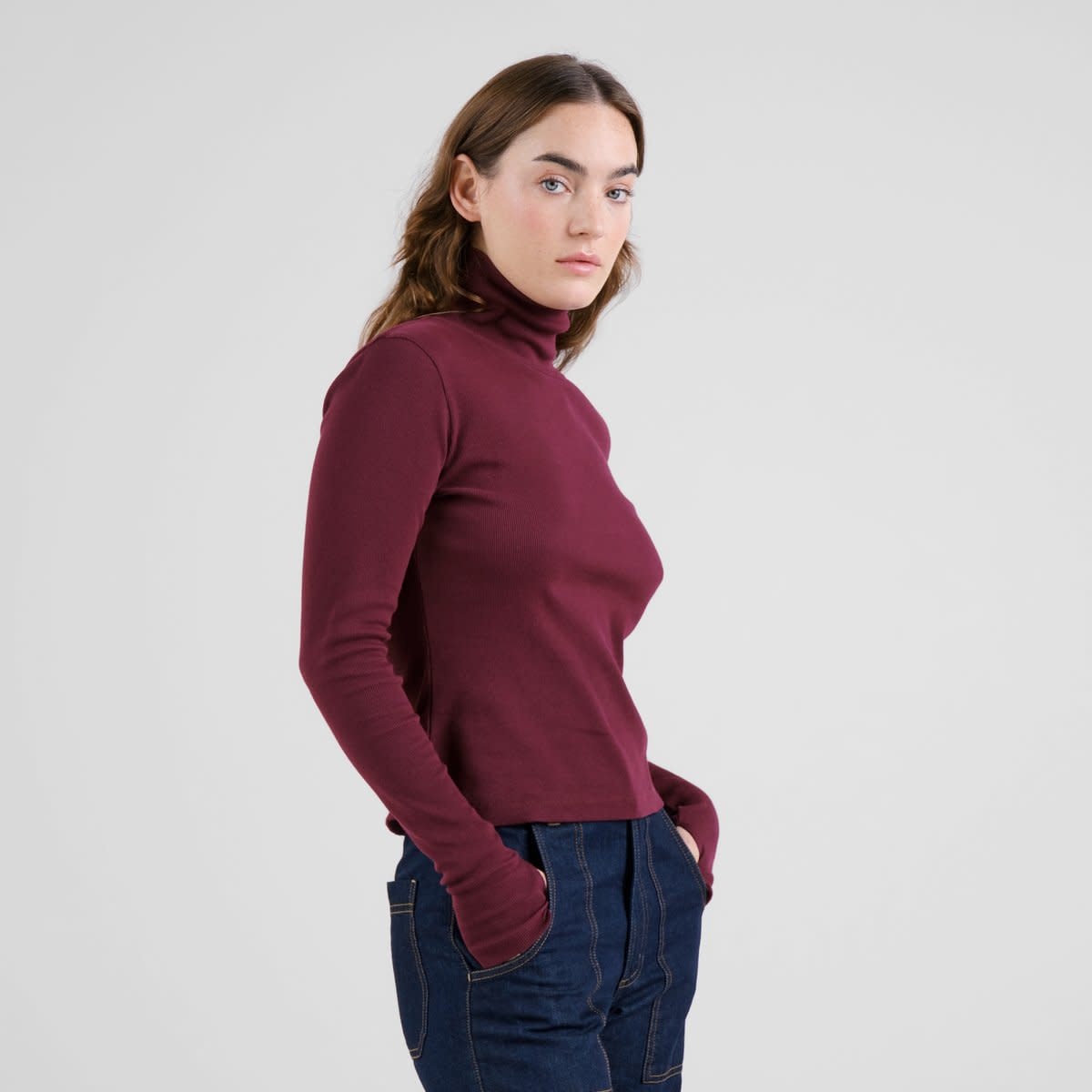 Dedicated Dedicated, Malma LS Rib Top, fig red, L