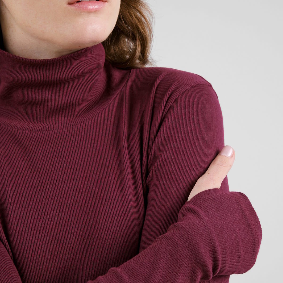 Dedicated Dedicated, Malma LS Rib Top, fig red, S