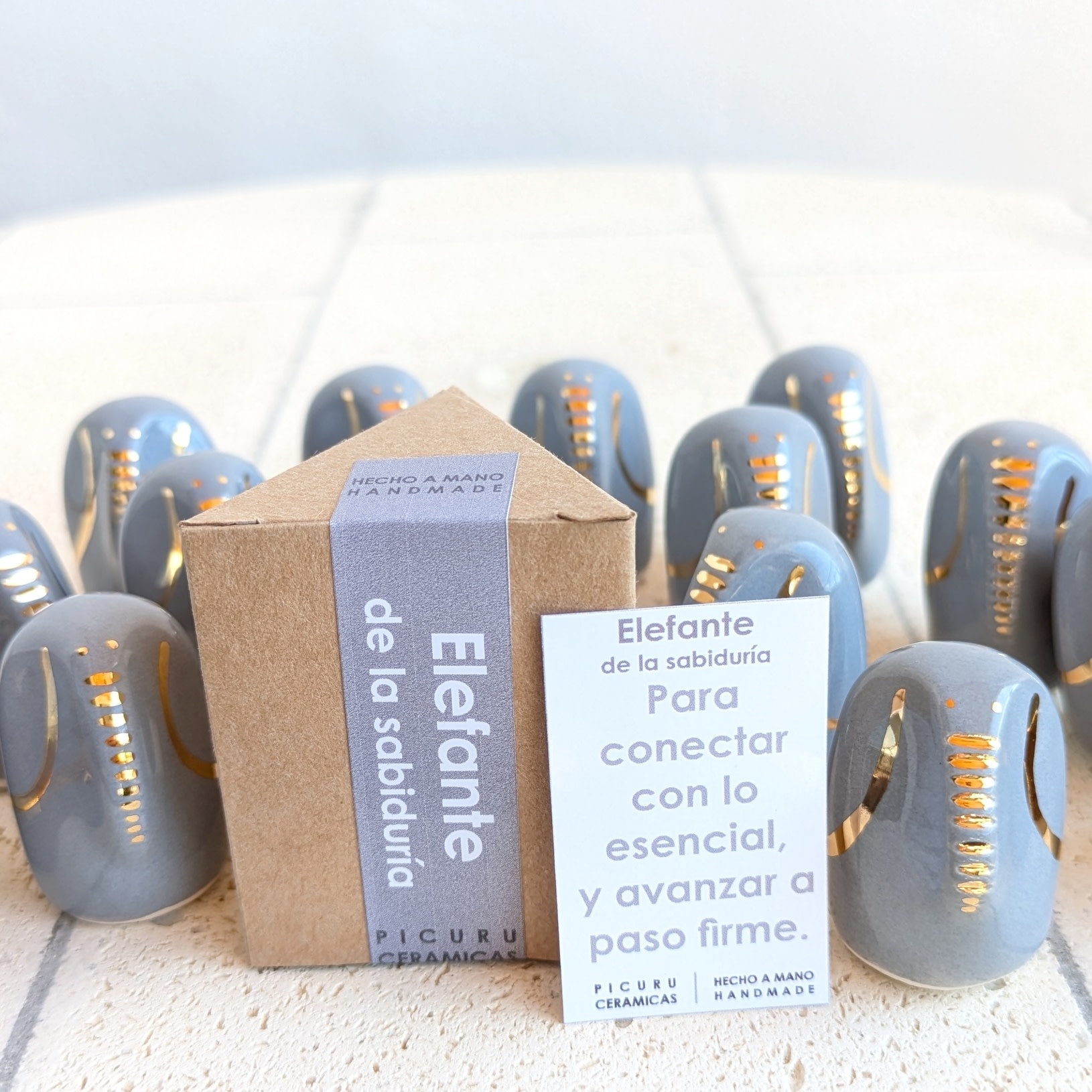 Picuru ceramicas Picuru Ceramicas, Amulett Elefant, grau/gold