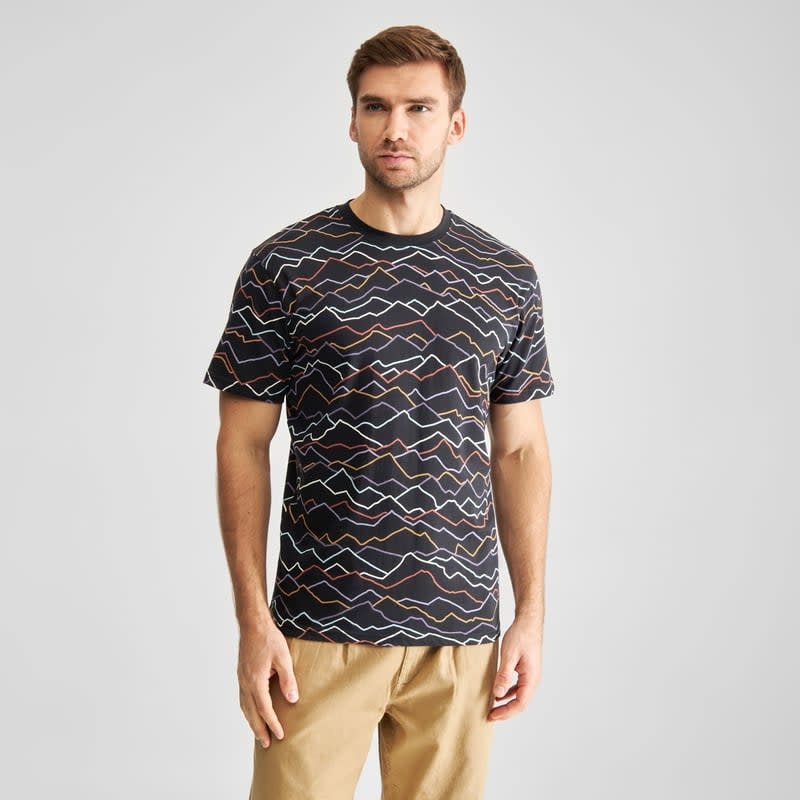 Dedicated Dedicated, Stockholm T-Shirt Line Mountains AOP, black, S
