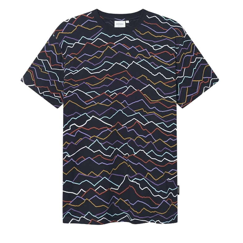 Dedicated Dedicated, Stockholm T-Shirt Line Mountains AOP, black, XL