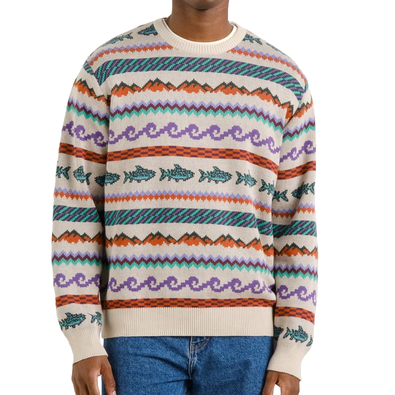 Dedicated Dedicated, Mora Sweater Fair Isle Trout, oat white, M