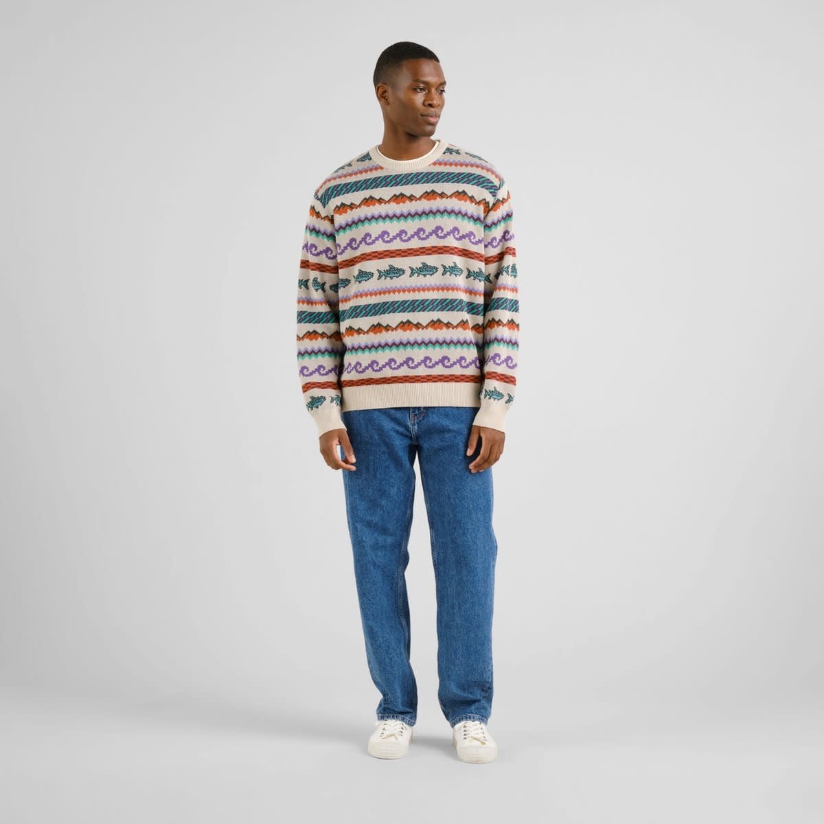 Dedicated Dedicated, Mora Sweater Fair Isle Trout, oat white, L