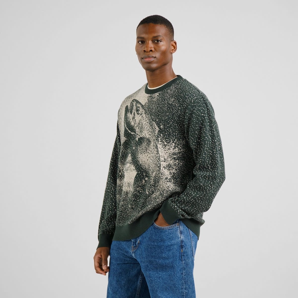 Dedicated Dedicated, Mora Sweater Jumping Trout, dark green, L