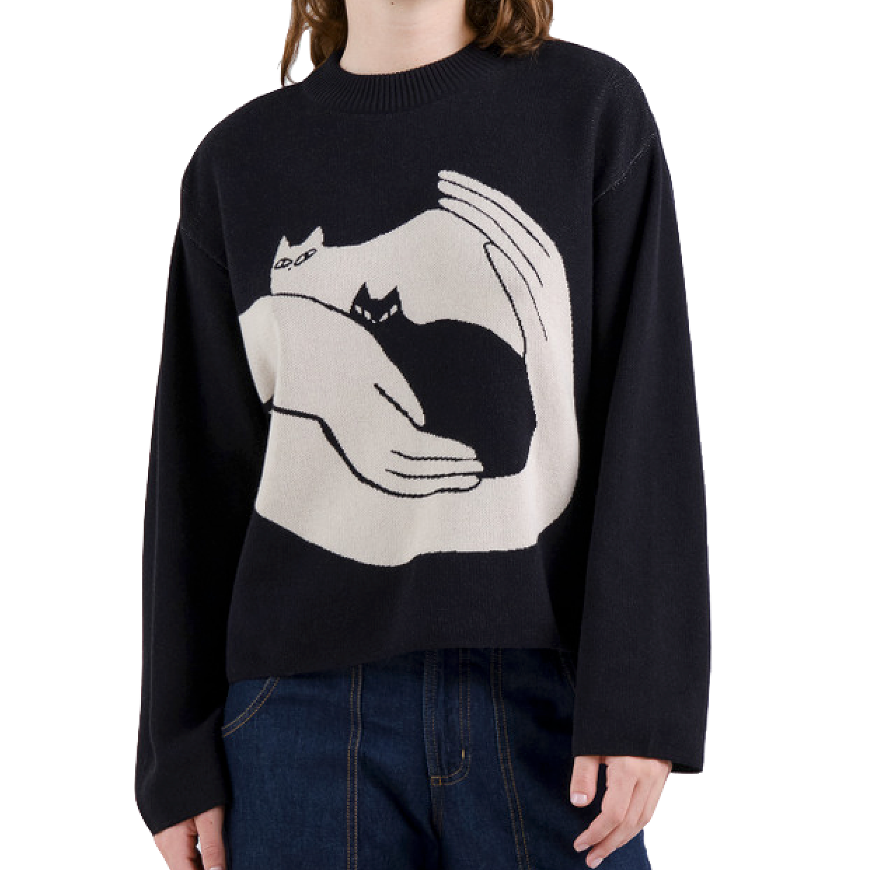 Dedicated Dedicated, Limhamn Sweater Kittens, black, XS