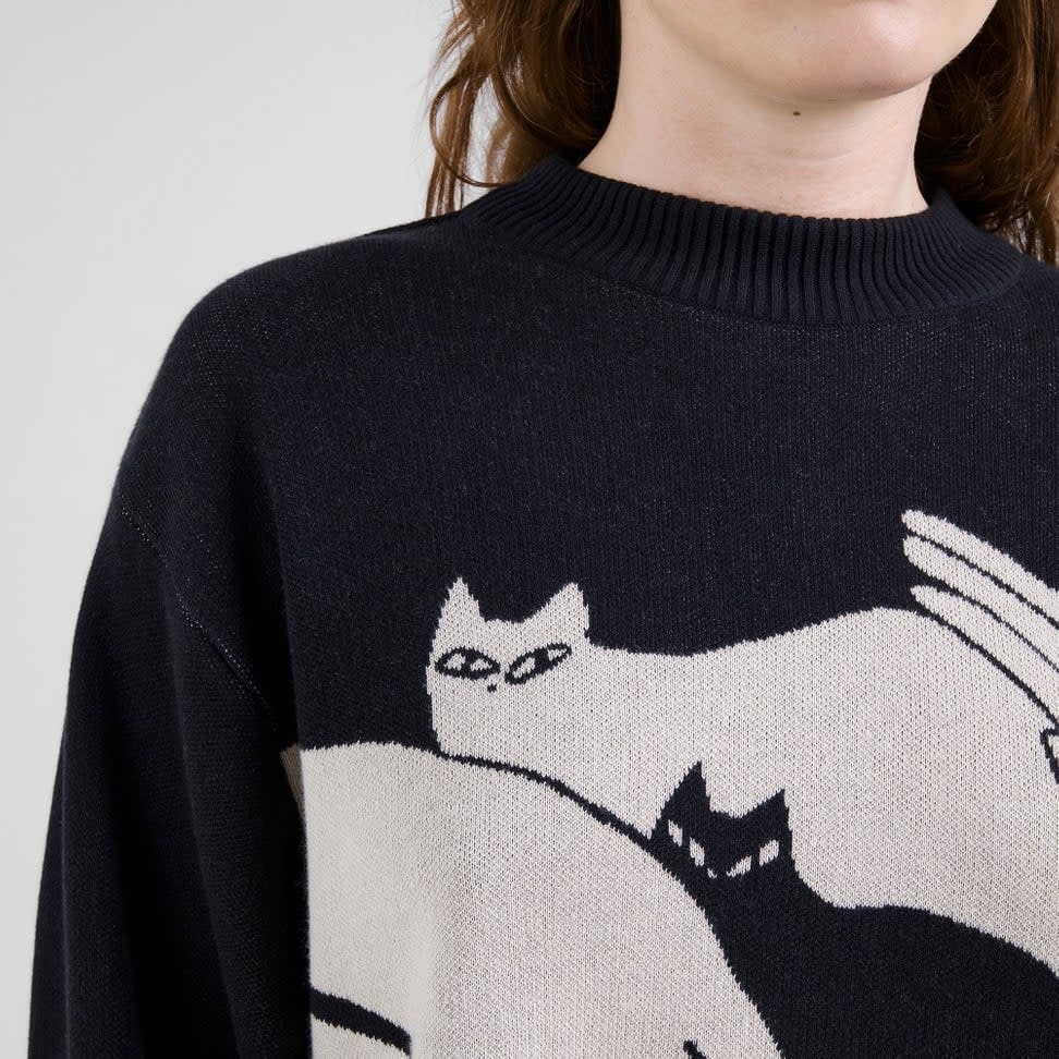 Dedicated Dedicated, Limhamn Sweater Kittens, black, XS