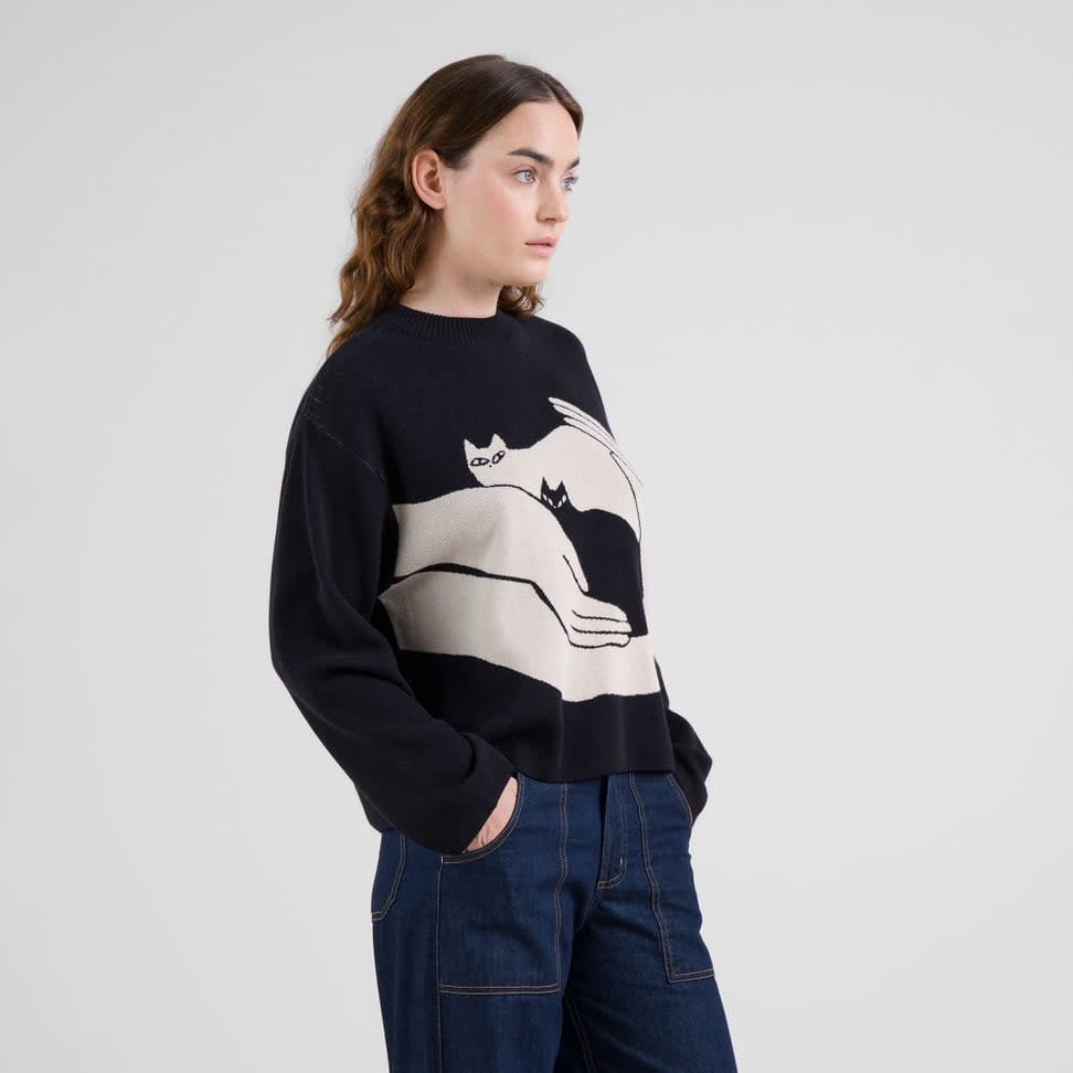Dedicated Dedicated, Limhamn Sweater Kittens, black, XS