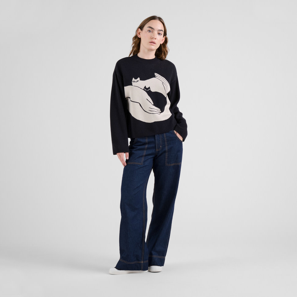 Dedicated Dedicated, Limhamn Sweater Kittens, black, XS
