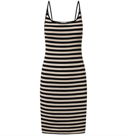 KnowledgeCotton Apparel KnowledgeCotton, Striped Rib Strap Dress, black/white, M