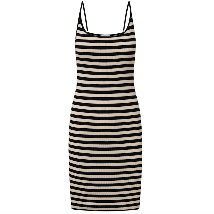 KnowledgeCotton Apparel KnowledgeCotton, Striped Rib Strap Dress, black/white, M