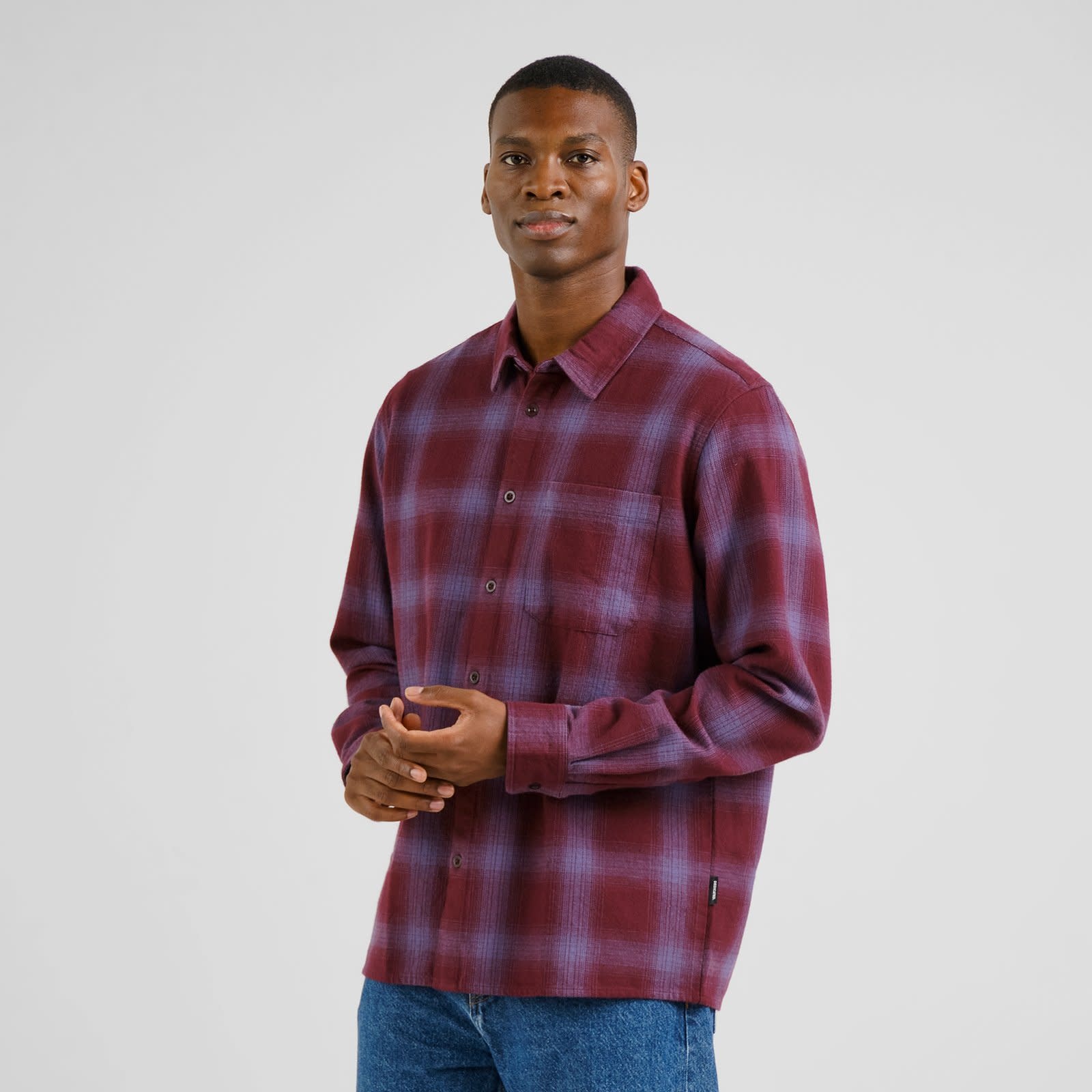 Dedicated Dedicated, Rute Flannel Check Shirt, fig red, M