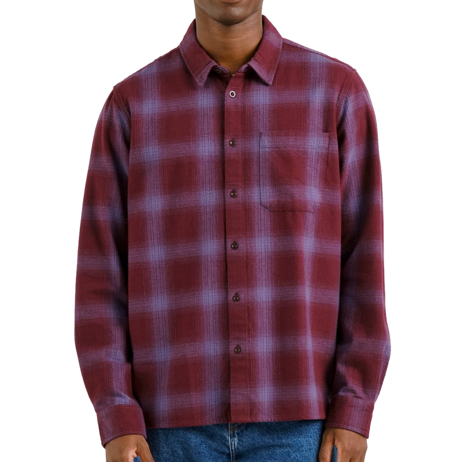 Dedicated Dedicated, Rute Flannel Check Shirt, fig red, S