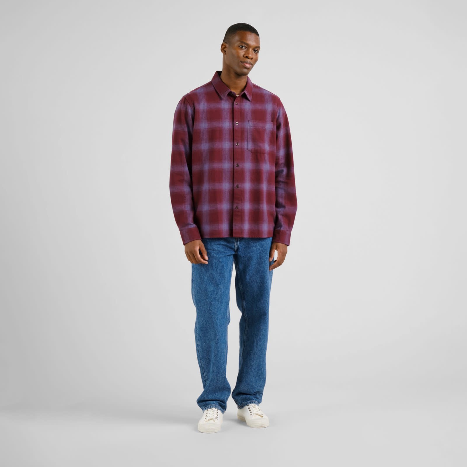 Dedicated Dedicated, Rute Flannel Check Shirt, fig red, S