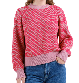 Dedicated Dedicated, Husie Bubble Knit Sweater, true red/lilas pink, M