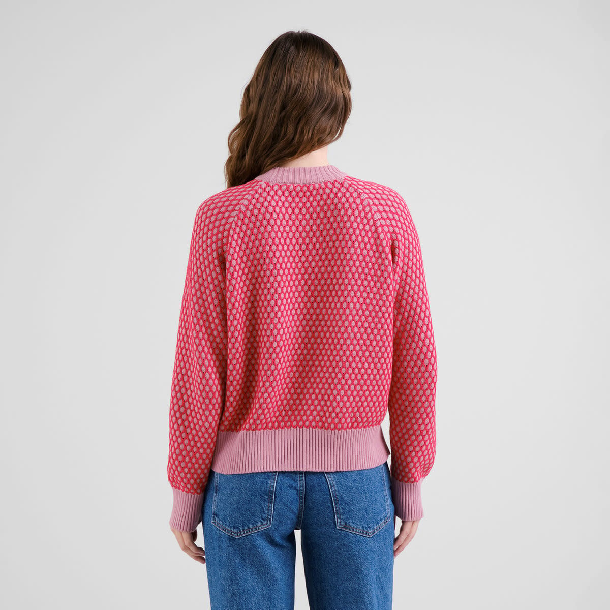 Dedicated Dedicated, Husie Bubble Knit Sweater, true red/lilas pink, S
