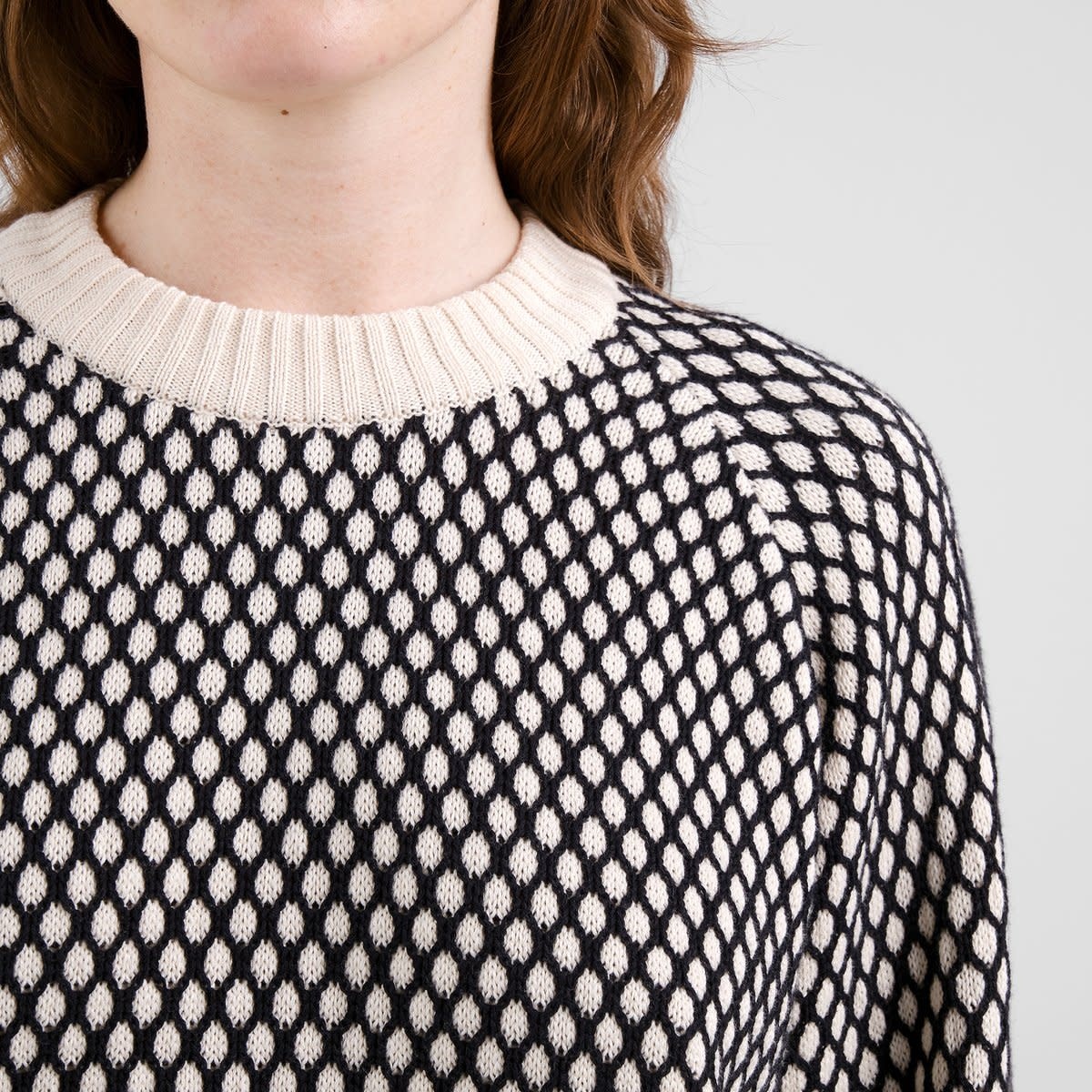 Dedicated Dedicated, Husie Bubble Knit Sweater, black/vanilla white, L