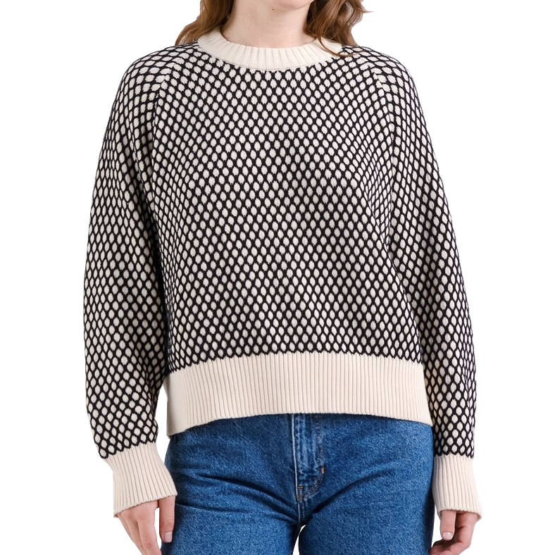 Dedicated Dedicated, Husie Bubble Knit Sweater, black/vanilla white, M
