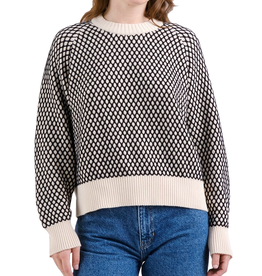 Dedicated Dedicated, Husie Bubble Knit Sweater, black/vanilla white, XS