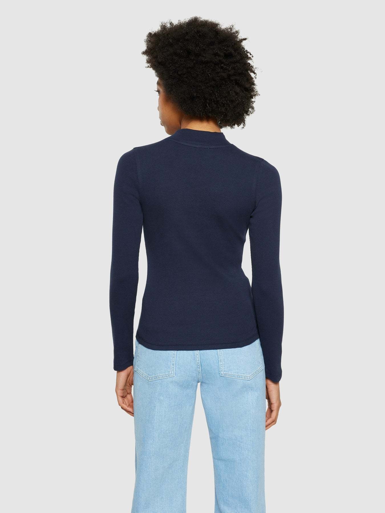 KnowledgeCotton Apparel KnowledgeCotton, Rib High Neck LS, night sky, S