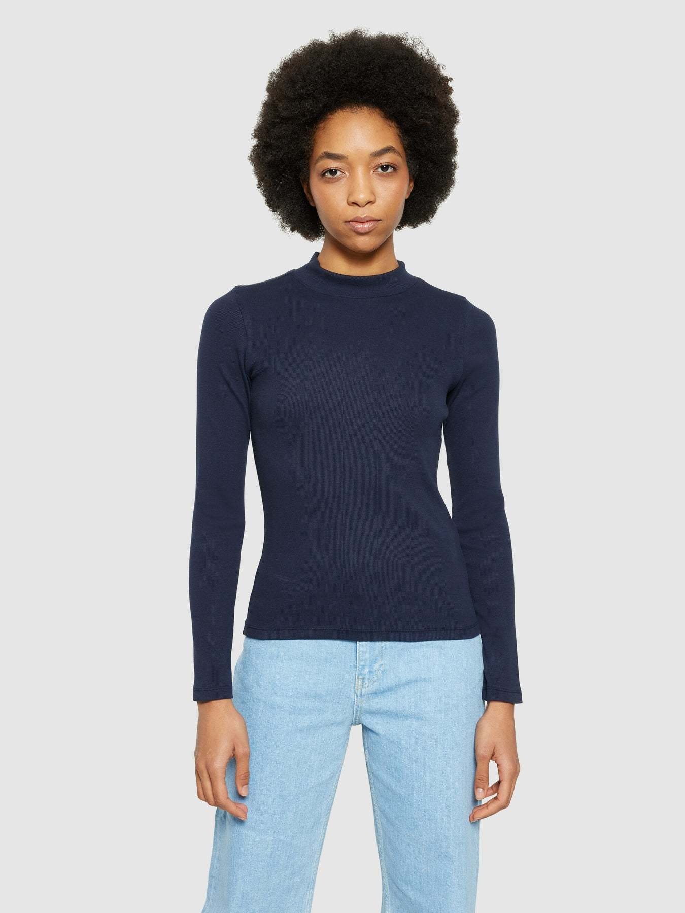 KnowledgeCotton Apparel KnowledgeCotton, Rib High Neck LS, night sky, M