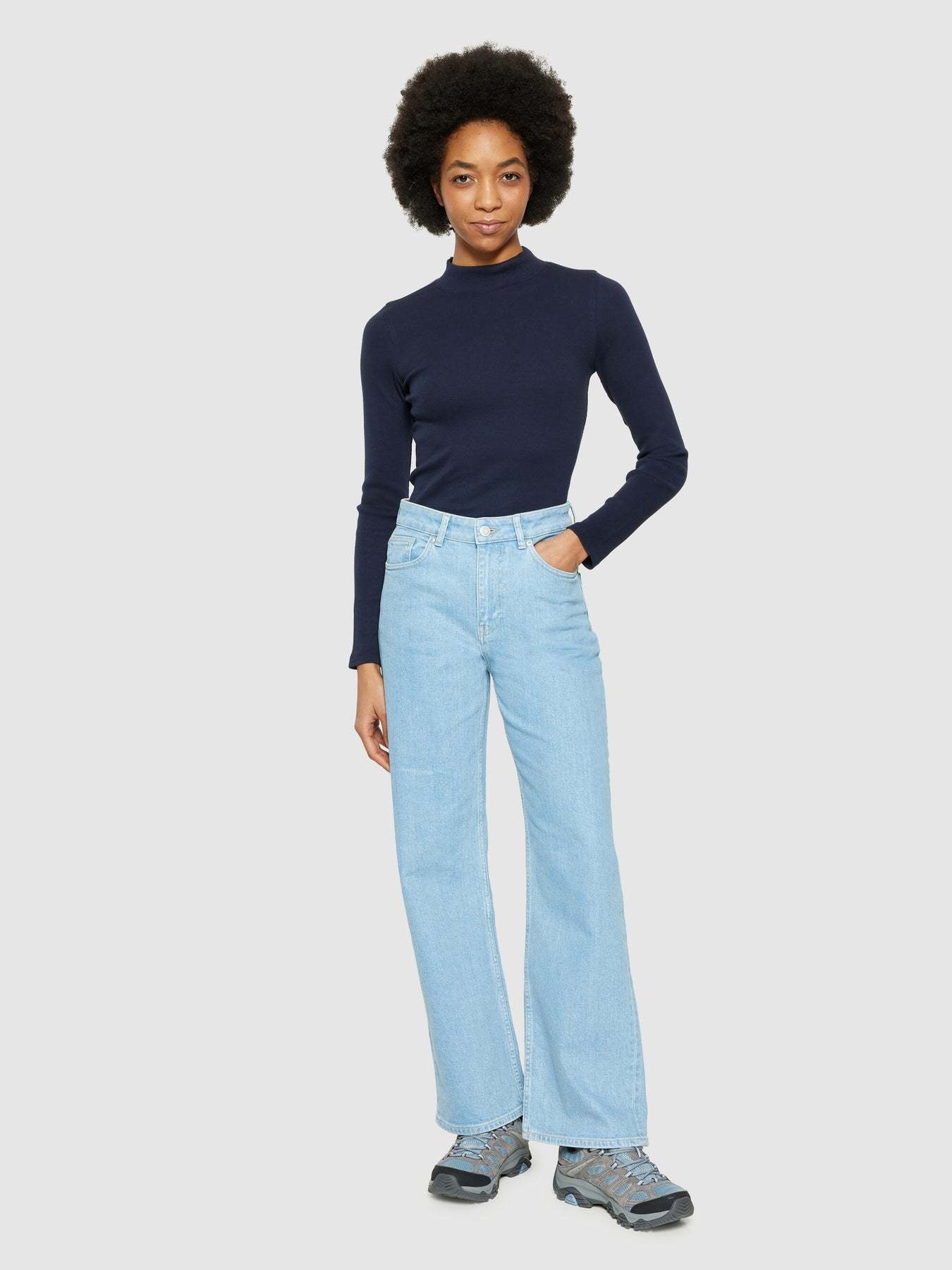 KnowledgeCotton Apparel KnowledgeCotton, Rib High Neck LS, night sky, M