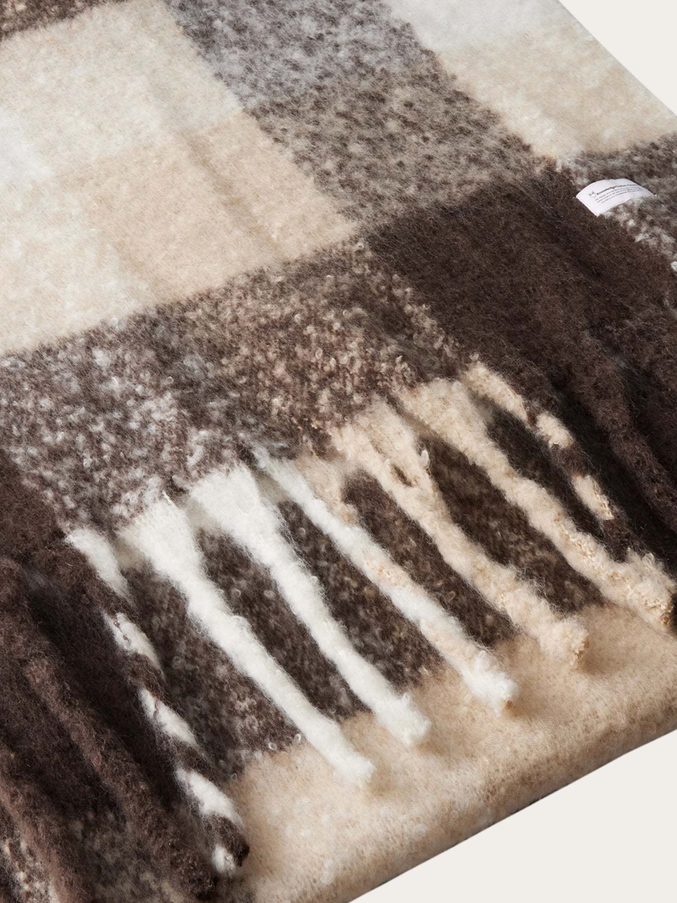 KnowledgeCotton Apparel KnowledgeCotton, Recycled Fringe Scarf, brown check, one size