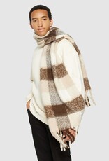 KnowledgeCotton Apparel KnowledgeCotton, Recycled Fringe Scarf, brown check, one size