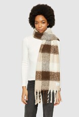 KnowledgeCotton Apparel KnowledgeCotton, Recycled Fringe Scarf, brown check, one size