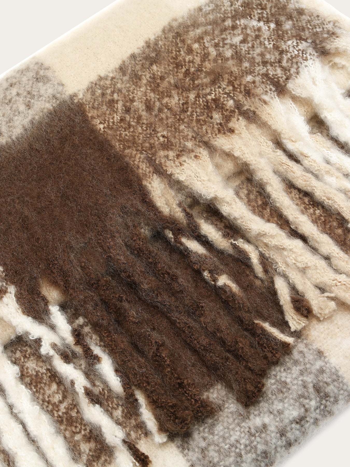 KnowledgeCotton Apparel KnowledgeCotton, Recycled Fringe Scarf, brown check, one size