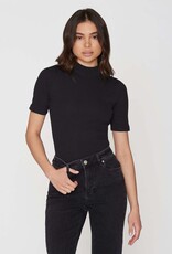 KnowledgeCotton Apparel KnowledgeCotton, Rib High Neck SS, black jet, L