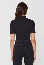 KnowledgeCotton Apparel KnowledgeCotton, Rib High Neck SS, black jet, M