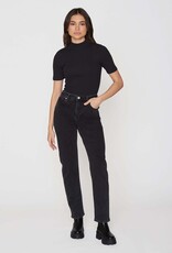 KnowledgeCotton Apparel KnowledgeCotton, Rib High Neck SS, black jet, M