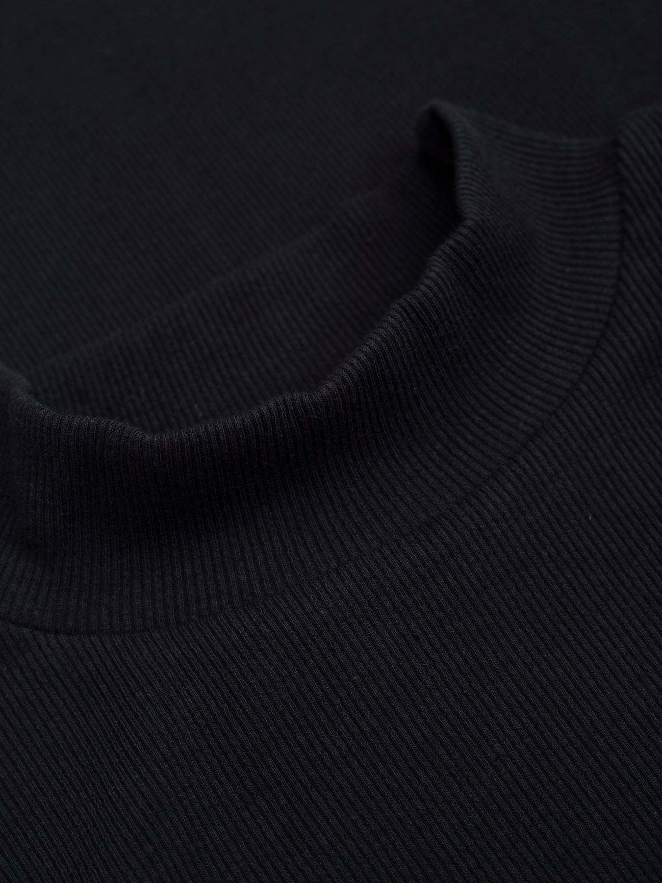 KnowledgeCotton Apparel KnowledgeCotton, Rib High Neck SS, black jet, M